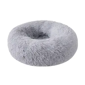 Online Hot Verkoop Faux Fur Ronde Donut Huisdier Bed Lange Pluche Ronde Hond Kat Bed