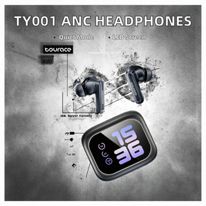 TY001 Écouteurs intra-auriculaires double oreille avec ANC, microphone, affichage numérique, étanchéité IPX5, faible latence et amplification des basses - Product Image 2