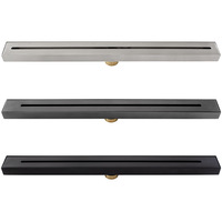 Style moderne couleur argent doré noir longue longueur laiton salle de bain siphon de sol