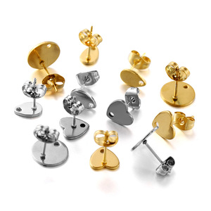 Clous d'oreilles ronds en acier inoxydable en forme de cœur, trou unique, 8, 10, 12 mm, ouverture 1,5 mm, accessoires de bijoux mignons pour la fabrication de boucles d'oreilles DIY - Product Image 4