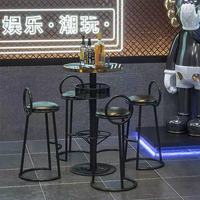 Ensemble de table et de chaises de bar de café en plein air moderne, table basse avec tiroir de rangement, chaise de bar industrielle, tabouret en acier inoxydable durable