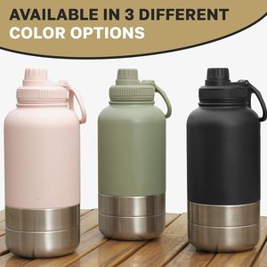 Yürüyüşler, Geziler veya Seyahatler İçin Özel 3'ü 1 Arada Taşınabilir Paslanmaz Çelik Köpek Su Kabı Dağıtıcısı, Köpek Malzemeleri, Seyahat Köpek Su Şişesi - Product Image 2