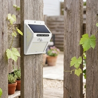 Nouvelle conception, lumière solaire murale extérieure sans fil étanche IP65 avec détecteur de mouvement, 140 LED, lumière de sécurité nocturne
