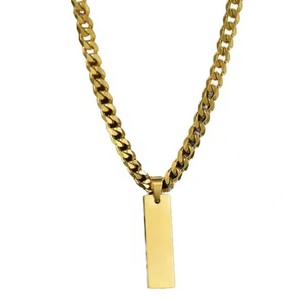 Conjunto de Collar y <span class=keywords><strong>Pulsera</strong></span> de Eslabones Cubanos Personalizados, Acero Inoxidable Chapado en Oro de 18K, Resistente al Agua, con Logotipo DIY, Joyería Unisex - Product Image 4