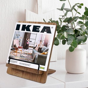 Étagère de lecture en bois, couleur bois naturel, présentoir vertical de bureau pour le rangement de magazines et de livres de recettes - Product Image 1