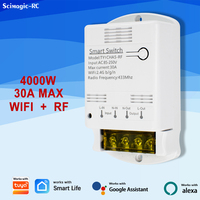Module de relais intelligent WIFI pour la domotique, 4000W, 30A, récepteur RF433, disjoncteur, fonctionne avec Alexa Google Home