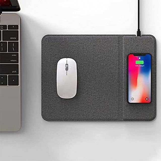 15W Wireless Charging Mouse Pad with Wrist Support Fast Wireless Charger Mouse Mat with UV Printed Logo