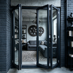 Puerta Plegable Exterior Original de Fábrica, Resistente a Huracanes, Puerta de Vidrio Plegable Tipo Acordeón, Certificada por NFRC, Puerta Plegable de Aluminio para Patio - Product Image 1