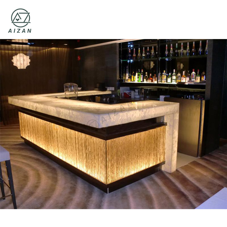 ★ Private Bar Counter Set Custom LED Home Bar Counter Set with Wine Cabinet - Home Bar