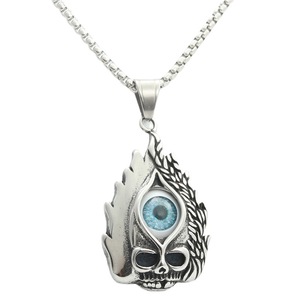 Collar con Colgante de Calavera Flameante de Acero Inoxidable con Ojo, Estilo Punk Retro para Hombre, Joyería de Regalo 280506 - Product Image 5