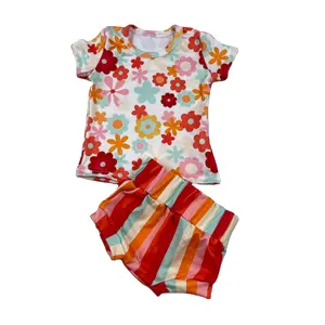Lz2023 kızlar giyim setleri 6-7 yıl çiçek şerit tasarımcı bebek kızlar için yeni doğan bebek kız giyim setleri yaz