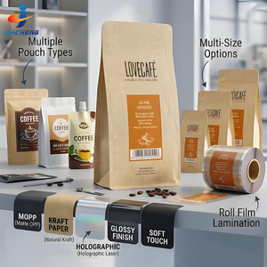 Sacs à café en papier kraft brun minimalistes à fond carré de 250g, 500g, 400g avec valve et fermeture éclair, logo personnalisé, pochette d'emballage pour grains de café - Product Image 5