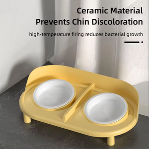 Nouvelles gamelles doubles anti-renversement modernes pour animaux de compagnie, surélevées, anti-fuite, écologiques, pour petits animaux (chats et chiens), avec abreuvoir inclus - Product Image 4