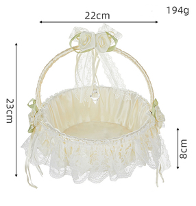 Cesta para niña <span class=keywords><strong>de</strong></span> las flores <span class=keywords><strong>de</strong></span> <span class=keywords><strong>boda</strong></span>, cesta <span class=keywords><strong>de</strong></span> almacenamiento tejida a mano, cesta <span class=keywords><strong>de</strong></span> pétalos dulce y romántica, cesta <span class=keywords><strong>de</strong></span> <span class=keywords><strong>novia</strong></span> con lazo <span class=keywords><strong>de</strong></span> encaje para fiesta <span class=keywords><strong>de</strong></span> <span class=keywords><strong>boda</strong></span> - Product Image 5