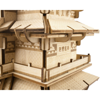 IIECREATE Mainan Edukatif Puzzle stereoskopis kayu 3D, potongan Laser Model bangunan kuno simulasi baru