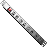 PDU 1U pour montage en rack avec interrupteur marche/arrêt, unité de distribution d'alimentation standard américaine 19 pouces, multiprise en aluminium