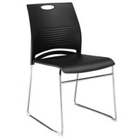 Chaise de conférence empilable en plastique, chaise de formation ergonomique sans accoudoirs avec structure métallique pour bureau et salle de classe