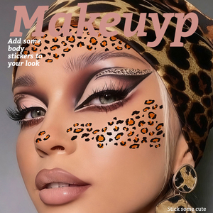 Grands tatouages temporaires imperméables en vrac pour adultes Tatouages en papier imprimé léopard couleur à la mode pour application faciale Sexy - Product Image 2