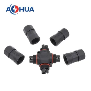 Ip67 Connector AOHUA M20 3 PIN X Type IP67 Cable Splitter Waterproof 4-way Screw Connector