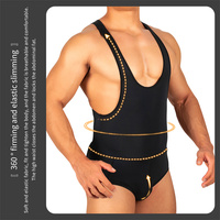 Body sculptant sans coutures pour homme, col en V profond, effet ventre plat, amincissant