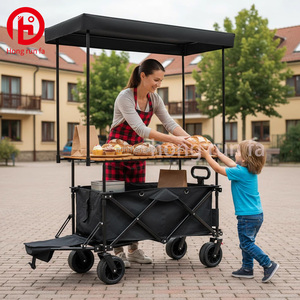 Vente d'usine, chariot pliable à roues larges personnalisé pour l'extérieur, chariot de jardin, chariot de plage pliable pour le camping avec pare-soleil amovible - Product Image 4