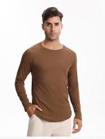 T-shirt de sport respirant et écologique à manches longues pour homme, coupe classique, en coton et élasthanne, séchage rapide, idéal pour l'entraînement et comme sous-vêtement technique.
