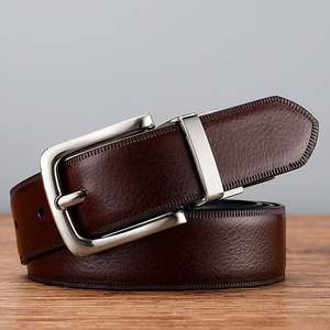 2025 New Arrival Men's Genuine Leather <b>Reversible</b> <b>Belt</b> Casual Style with Alloy Pin for Buckle Cow Hide Material - Product Image 6
