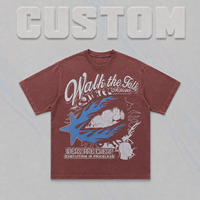 Camiseta de manga corta de algodón grueso de 300 g, estilo americano, de marca de moda, con estampado vintage rock, estilo urbano, corte holgado.