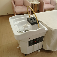 Lavabo de cheveux de meubles de Salon professionnel avec Circulation d'eau de réservoir de 60L 7 couleurs LED thérapie salon de coiffure évier Portable