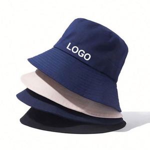 Design Outdoor Flat Top Wide Brim Summer Bucket <b>Hat</b> Embroidery Logo Fisherman Foldable Cotton Bucket <b>Hats</b> - Product Image 4