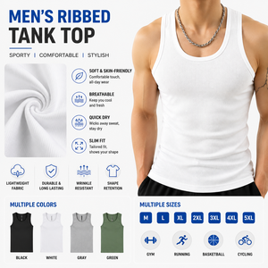 Camiseta sin Mangas Tejida Gris para Hombre XH CUSTOM, Cuello Redondo, Corte Ajustado, Transpirable, Ropa Casual - Product Image 2