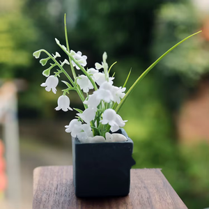 Planta Artificial en Miniatura para Fotografía, Campanilla Blanca en <span class=keywords><strong>Maceta</strong></span> Negra de Ceramoplastic - Product Image 3