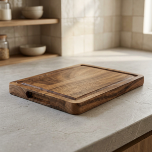 Planche à découper en bois à finition naturelle, planche à découper rectangulaire avec poignée, planche de préparation alimentaire pour la cuisine, la maison et les restaurants - Product Image 2