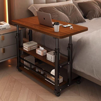 Escritorio Móvil para Portátil con Altura Ajustable, Mesa Auxiliar Tipo C para Cama con Estante de Almacenamiento