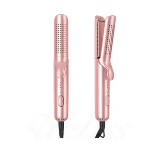 Cool Air Haar glätter und Locken wickler 2 in 1 Turmalin Keramik Flacheisen Haar Locken wickler Airflow Styler 3D Floating Plates