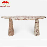 Console ovale en marbre Calacatta Viola naturel, table d'appoint blanche pour villa, hôtel, chambre à coucher, appartement, décoration intérieure tendance