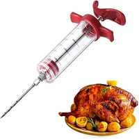 Seringue injecteur de marinade en acier inoxydable 304 de 2 oz avec 3 aiguilles, kit de marinade BBQ, injecteur de saveur pour dinde, vente en gros, logo personnalisé