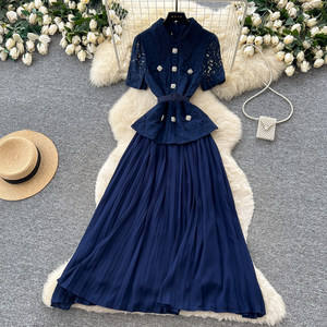 Abito Elegante da <span class=keywords><strong>Donna</strong></span> 2026 in Pizzo Patchwork Stile Francese, <span class=keywords><strong>Abbigliamento</strong></span> Plissettato da Ufficio per <span class=keywords><strong>Donna</strong></span> - Produttori - Product Image 5
