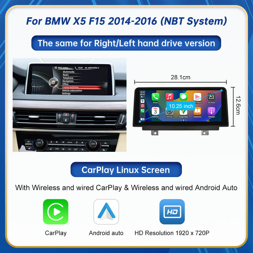 10.25"/12.3" Linux CarPlay Screen for BMW X5 F15 / X6 F16 (2014-2017 ...