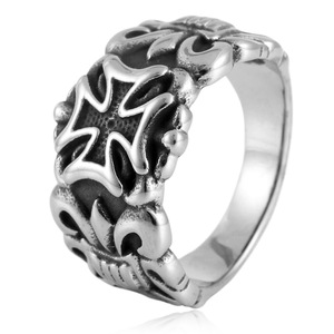 Men's Stainless Steel <b>Cross</b> <b>Ring</b> <b>Silver</b> Two Tone Punk Style Dragon Claw Design Fashion Jewelry Gift 240200 - Product Image 4