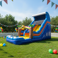 Toboggan aquatique gonflable commercial avec piscine, en bâche PVC 18 OZ, géant, pour location événementielle