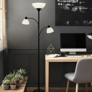 Lampadaire moderne à LED, hauteur réglable, corps en fer, abat-jour blanc, pour salon, chambre à coucher, bureau - Product Image 4