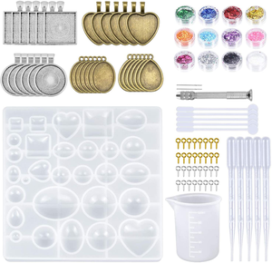 155 Pieces <strong>Resin</strong> <strong>Jewelry</strong> Making <strong>Kit</strong> Including Pendant Trays <strong>Jewelry</strong> Pendant Pins and Making Tools for DIY <strong>Jewelry</strong> Craft Making - Product Image 1