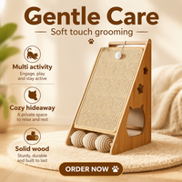 Cadre en bois, surface en corde de chanvre avec rouleau, griffoir pour chat en boule de sisal