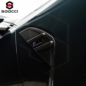 Kuru karbon Fiber <span class=keywords><strong>M</strong></span> performans yan işaretleyici kiti BMW G80 G81 M3 G82 G83 M4 2021 + çamurluk rozeti yan solungill Trim vücut kiti MP tarzı - Product Image 5