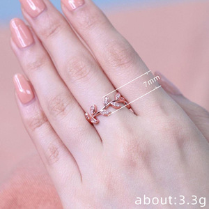 Bagues pour femmes F658 à motif feuille, serties de zircone cubique et de marquises, bijoux de mode pour mariage - Product Image 5