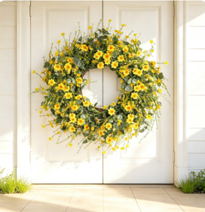 Corona de Eucalipto y Margaritas al por Mayor, Decoración Floral Colgante para Puerta Principal, Jardín, Boda, Despedida de Soltera, Fuga de Novios, Decoración para Fiestas en Casa - Product Image 4