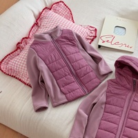 Veste chaude légère à capuche zippée en polyester matelassé patchwork pour enfants, col montant, collection 2026, pour les plus grands