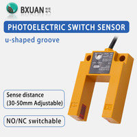 Sensor Fotoeléctrico de Ranura de 30mm NPN NC de 3 Cables CC IP67, Interruptor Tipo Ranura en U de Zinc Fundido a Presión para Automatización de Conteo