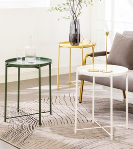 Outdoor Modern Living Room pink Cafe <strong>Tables</strong> Small Round Coffee <strong>Table</strong> Metal Top Easy Portable Mesa <strong>Tray</strong> White <strong>Bedside</strong> <strong>Table</strong> - Product Image 5